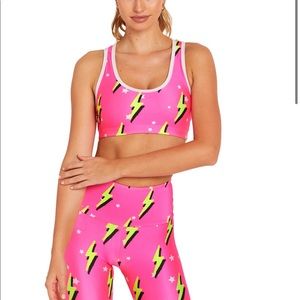 Goldsheep Pink Neon Bolts Sports Bra